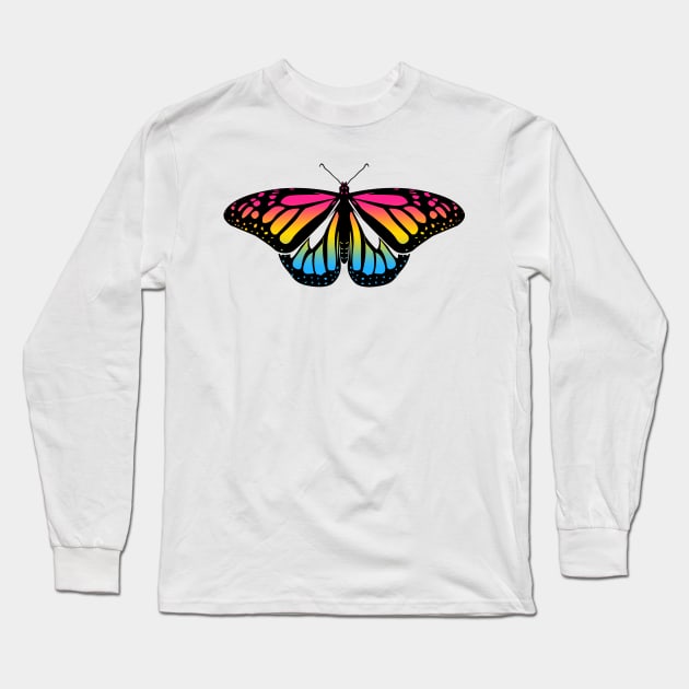 Pansexual Pride Butterfly Long Sleeve T-Shirt by brendalee